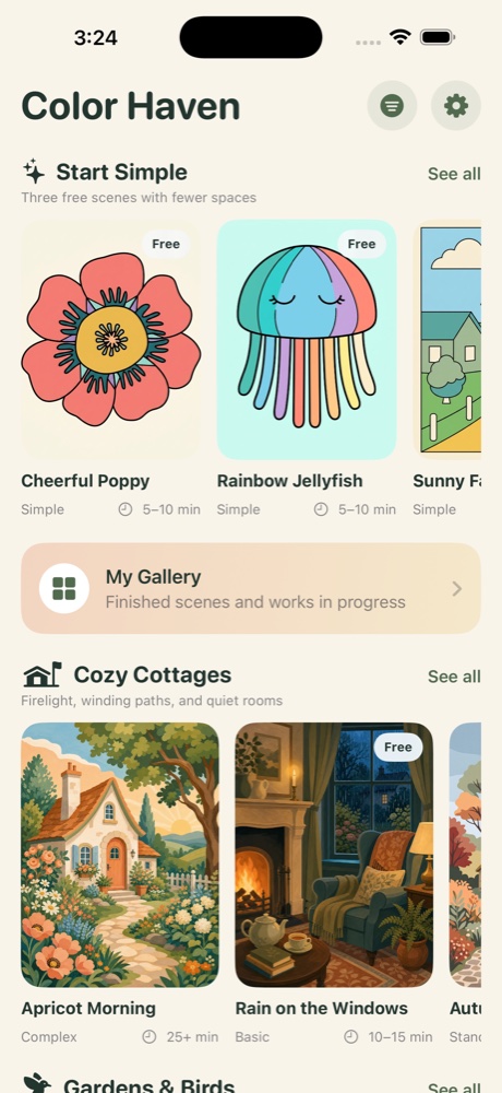 Color Haven gallery with free and premium paintings